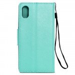 Wholesale iPhone XS / X Crystal Flip Leather Wallet Case with Strap (Perfume Green)